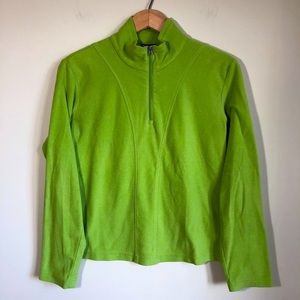 Columbia lime green quarter-zip fleece sweater top size medium womens